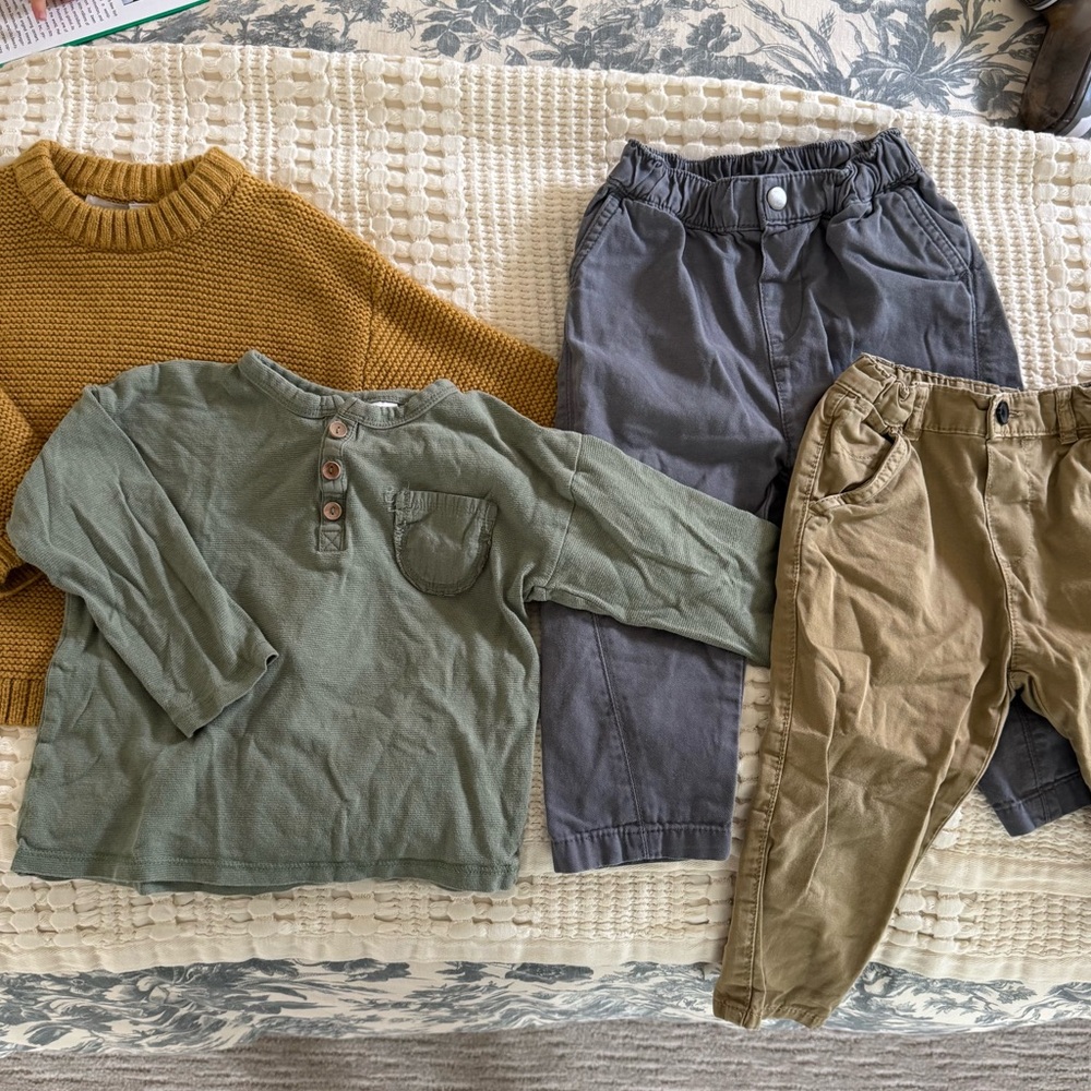 ZARA KIDS BUNDLE - Kids' Sweater, Tee and Pants in Mustard, Green, Gray, and Tan